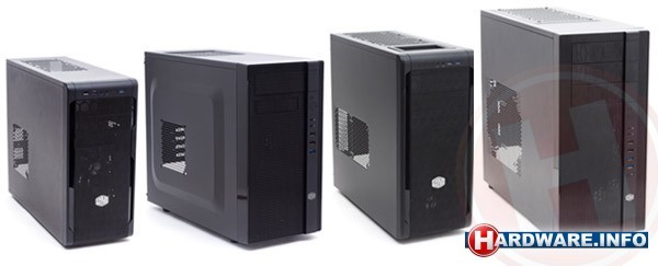 V.l.n.r.: Cooler Master N200, N300, N500 en N600
