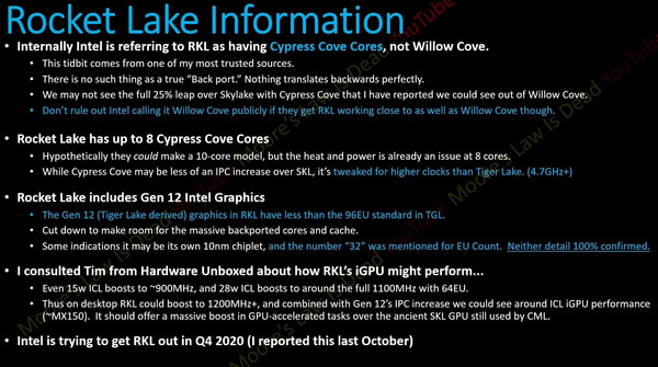 Intel Rocket Lake info