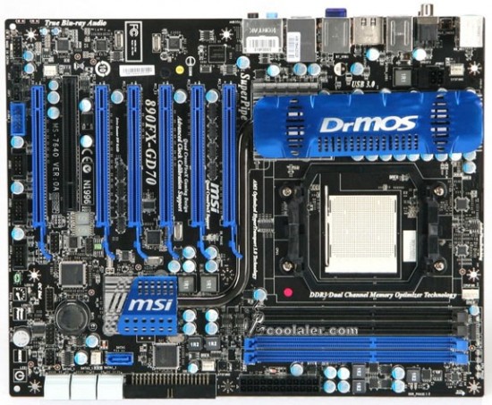 MSI 890FX motherboard with six GPU slots