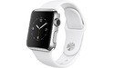 Apple Watch 38mm Stainless Steel Case, White Sport Band