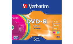 Verbatim DVD-R Color 16x 5pk Slim case
