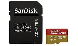 Sandisk Extreme Plus MicroSDHC UHS-I U3 A1 32GB + Adapter Gold/Red
