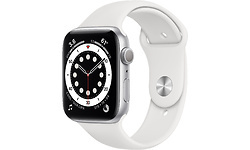 Apple Watch Series 6 44mm Silver Sport Band White
