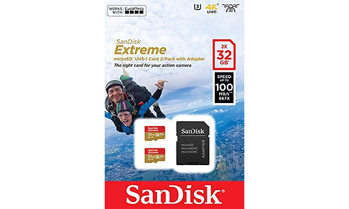 Sandisk Extreme MicroSDHC UHS-I U3 32GB + Adapter 2pk