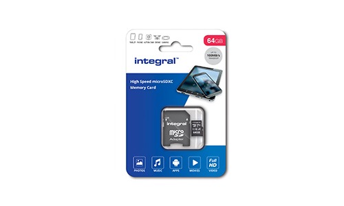 Integral MicroSDXC UHS-I U1 V10 64GB + Adapter