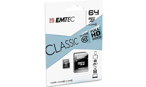 Emtec MicroSDHC Class 10 64GB + Adapter